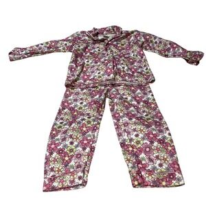Mon Petit Pajamas Girls 4T Floral Print Button Down Sleepwear Set